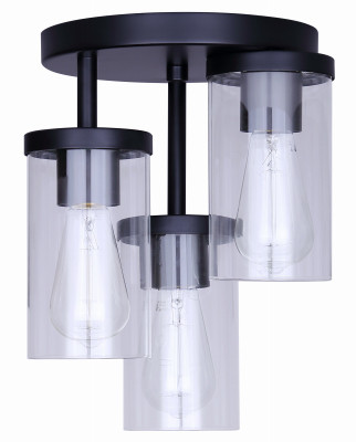Canarm Britton 3-Light Black Semi-Flush Mount Ceiling Light Fixture