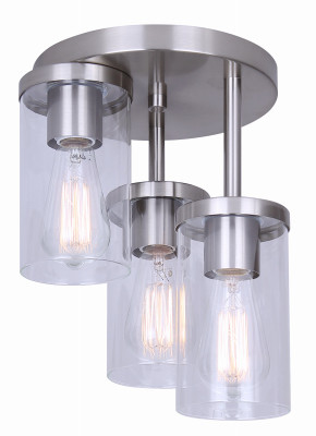 Canarm Britton 3-Light Brushed Nickel Semi-Flush Mount Ceiling Light Fixture