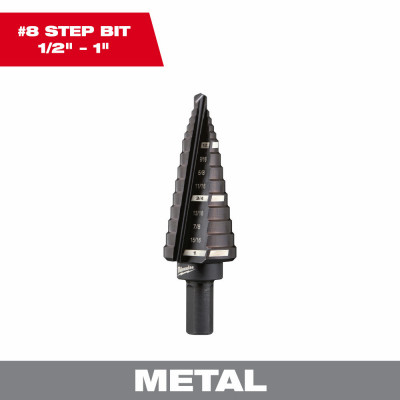 #8 Step Drill Bit, 1/2 - 1 In.