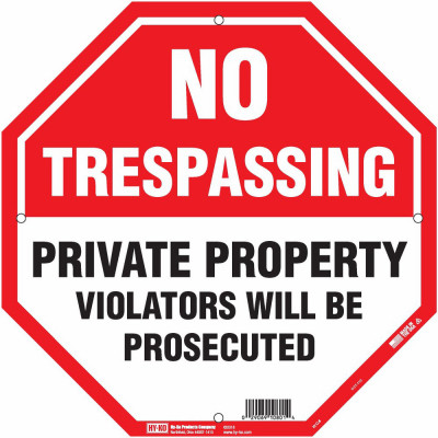 12X12 NO TRESPASS SIGN