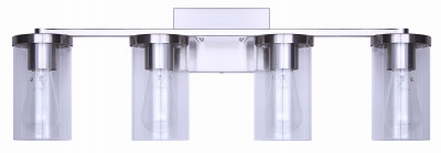 Canarm Britton 4-Light Brushed Nickel Vanity Bath Light Fixture, Clear Glass