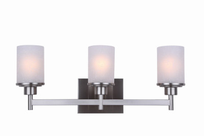 Canarm Lyndi 3-Light Brushed Nickel Vanity Bath Light Fixture, Etched Glass