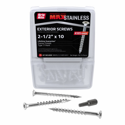 Grip-Rite PrimeGuard Max 2-1/2 In. T25 Star Drive Stainless Steel Deck Screw (1 Lb.)