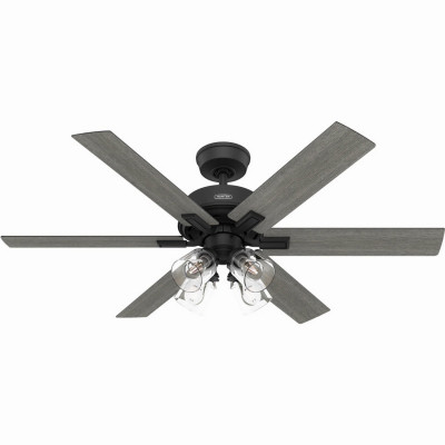 Hunter Fonthill 52 In. Matte Black Ceiling Fan with LED Light Kit and Handheld Remote