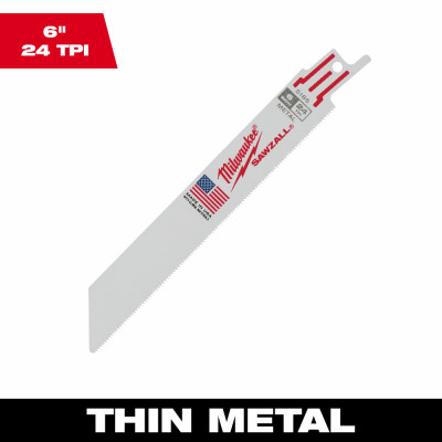 Sawzall Reciprocating Saw Blade, Bi-Metal, 24 TPI, 6 In. (25 pieces)