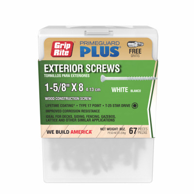 Grip-Rite #8 x 1-5/8 in. White Exterior Screws