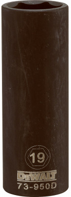 Metric Deep Impact Socket, 6-Point, Black Oxide, 1/2 In. Drive, 19mm