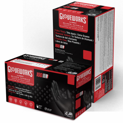 Nitrile Gloves, Heavy-Duty, Black, XXL, 100-CT