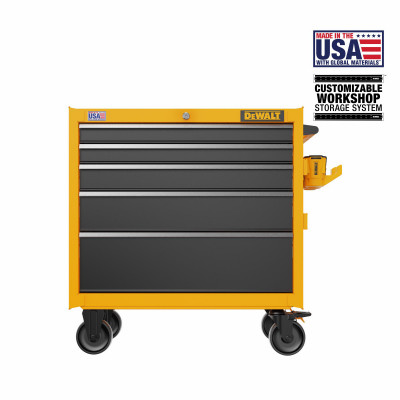 5-Drawer Rolling Tool Cabinet, Metal, 37 In.