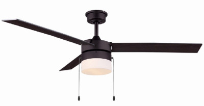 52" Stride 3 blade black fan bowl light kit