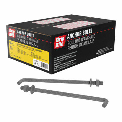 Grip-Rite 1/2 In. x 10 In. Bright Anchor Bolt with Round Washer (50-Count)