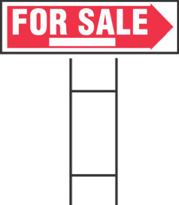 "For Sale" Sign, Red & White Plastic With H-Bracket, 10 x 24-In.