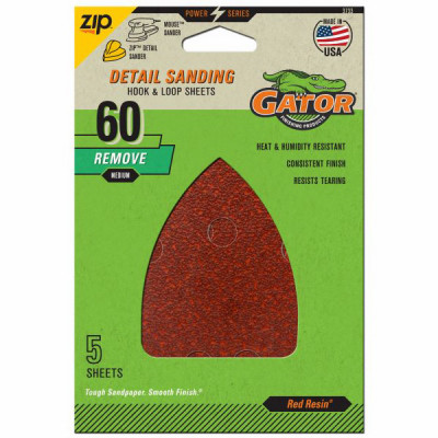Detail Sanding Sheets, Aluminum Oxide, 60-Grit, 3.5 x 5 In., 5-Pk.