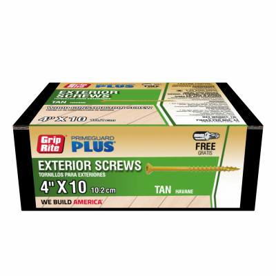 Grip-Rite 4 in. x #10 Exterior  Tan Construction Screws 1LB