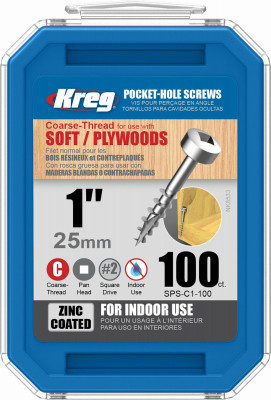 Pocket-Hole Screws, Coarse, 1-In., 100-Pk.