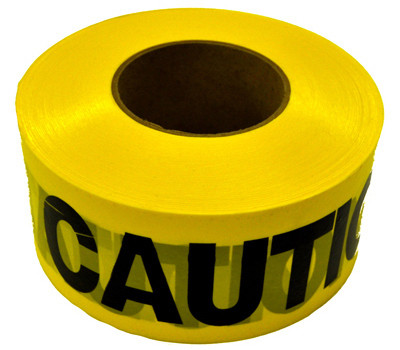 "Caution" Barricade Tape, Yellow, Waterproof, 3 In. x 1,000 Ft.