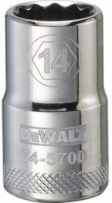 Metric Shallow Socket, 12-Point, 1/2 In. Drive, 14mm