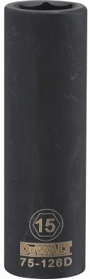 Metric Deep Impact Socket, 6-Point, Black Oxide, 1/2 In. Drive, 15mm