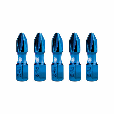 PH2 Mach-Blue Phillips Impact Driver Bits, 1 In., 5-Pk.