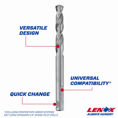 Hole Saw Pilot Drill Bit, Quick Change, High Speed Steel, 1/4 In.