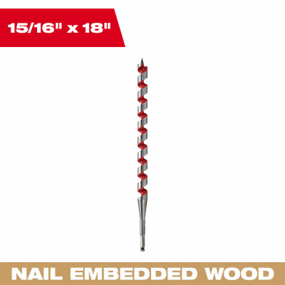 Ship Auger Drill Bit, 15/16 x 18 In.
