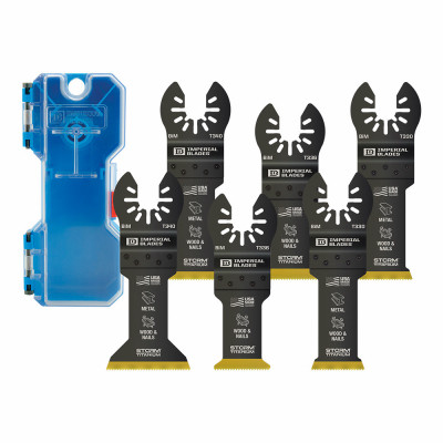 One Fit Storm Titanium Metal/Wood Oscillating Multi-Tool Blades & Case, Variety 6-Pk.
