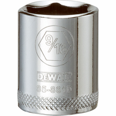 SAE Socket, Shallow, 6-Point,  9/16 In., 1/4 In. Drive