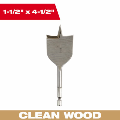 Wood Boring Flat Drill Bit, 4-1/2 x 1-1/2 In.