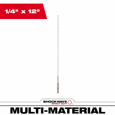 Shockwave Drill Bit, Impact-Duty Carbide, 1/4 x 10 x 12 In.