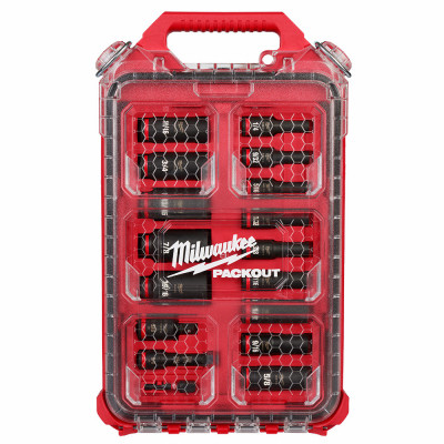 17-Pc. Shockwave Deep 6-Point SAE Impact Socket Set & Packout Organizer, 3/8 In. Drive