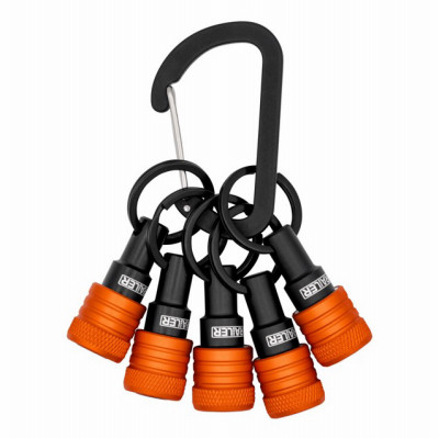 Railer Bit Holder Keychain with (5) Orange Hex Shank Bit Holders
