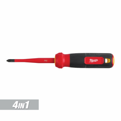4-In-1 Slim Tip Multi-Bit Screwdriver, 1000V Insulated