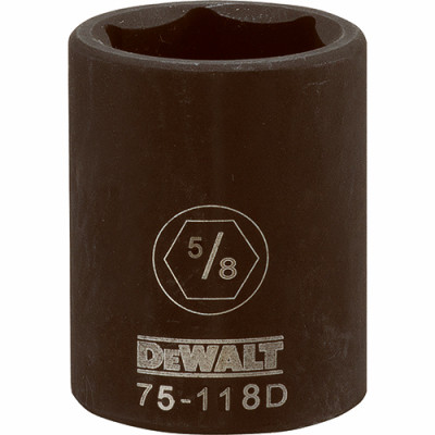 SAE Impact Socket, 6-Point, Black Oxide, 1/2 In. Drive, 5/8 In.