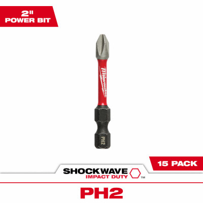 Shockwave #2 Phillips Impact Power Bits, 2 In., 15-Pk.