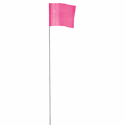 2.5 x 3.5 In. Pink Marking Flags, 21 In. Wire Stakes, 100-Pk.