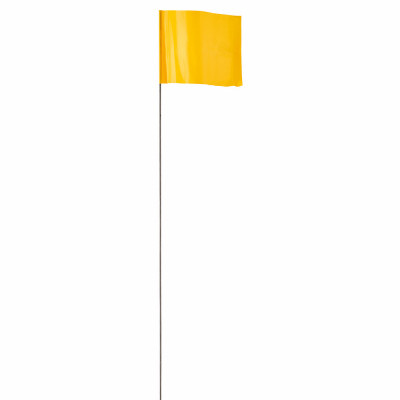 2.5 x 3.5 In. Yellow Marking Flags, 21 In. Wire Stakes, 100-Pk.