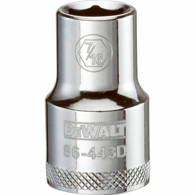 SAE Socket, Shallow, 6-Point, 7/16 In., 1/2 In. Drive