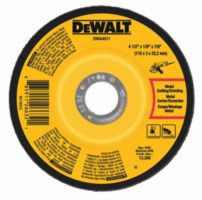 Metal Grinding Wheel, 4-1/2 x 1/8 x 7/8 In.