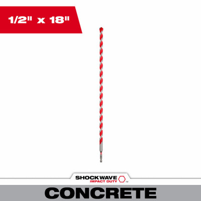 Shockwave Impact-Duty Masonry Carbide Hammer Drill Bit, 1/2 x 18 In.