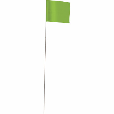 2.5 x 3.5 In. Green Marking Flags, 21 In. Wire Stakes, 100-Pk.