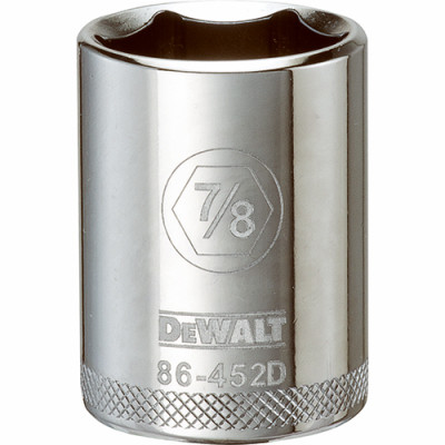 SAE Socket, Shallow, 6-Point, 7/8 In., 1/2 In. Drive