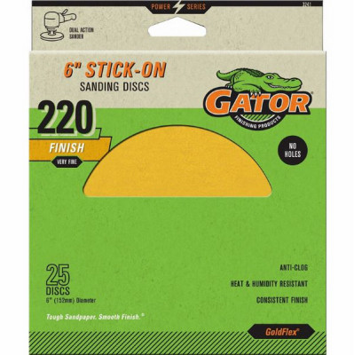 GoldFlex Stick-On Sanding Discs, 220 Grit, 6 In., 25-Pk.