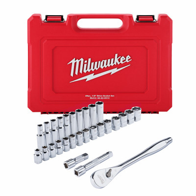 28-Pc. Metric 6-Point Ratchet & Socket Set, 1/2 In. Drive