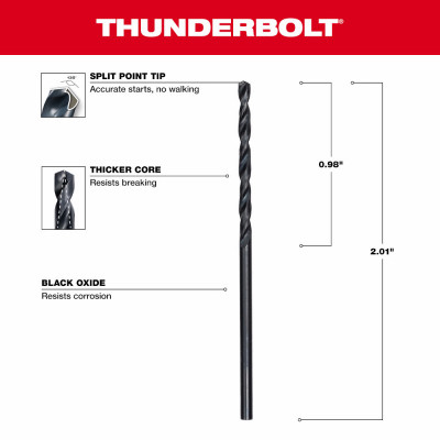 Thunderbolt Black Oxide Drill Bit, 5/16 In., 2-Pk.