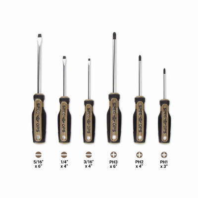 Spec Ops Tools 6-Piece Screwdriver Set, Phillips & Slotted, Magnetic Tip