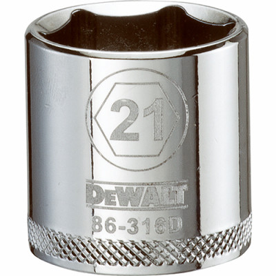 Metric Shallow Socket, 6-Point, 3/8 In. Drive, 21mm