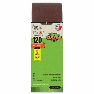 Sanding Belts, Aluminum Oxide, 120-Grit, 3 x 21 In., 5-Pk.