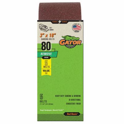 Sanding Belt, Aluminum Oxide, 80-Grit, 3 x 18 In., 5-Pk.
