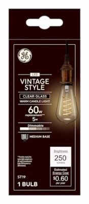 LED Light Bulb, Clear Warm White, 5 Watt, 250 Lumens