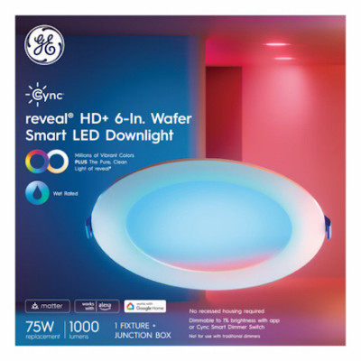 Cync Smart Full Color Wafer Downlight, 6 In.